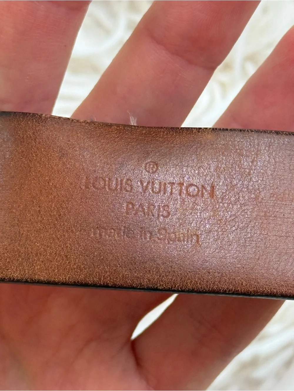 Louis Vuitton Damier Ebene Inventeur Belt Brown Leather 40” x 1”